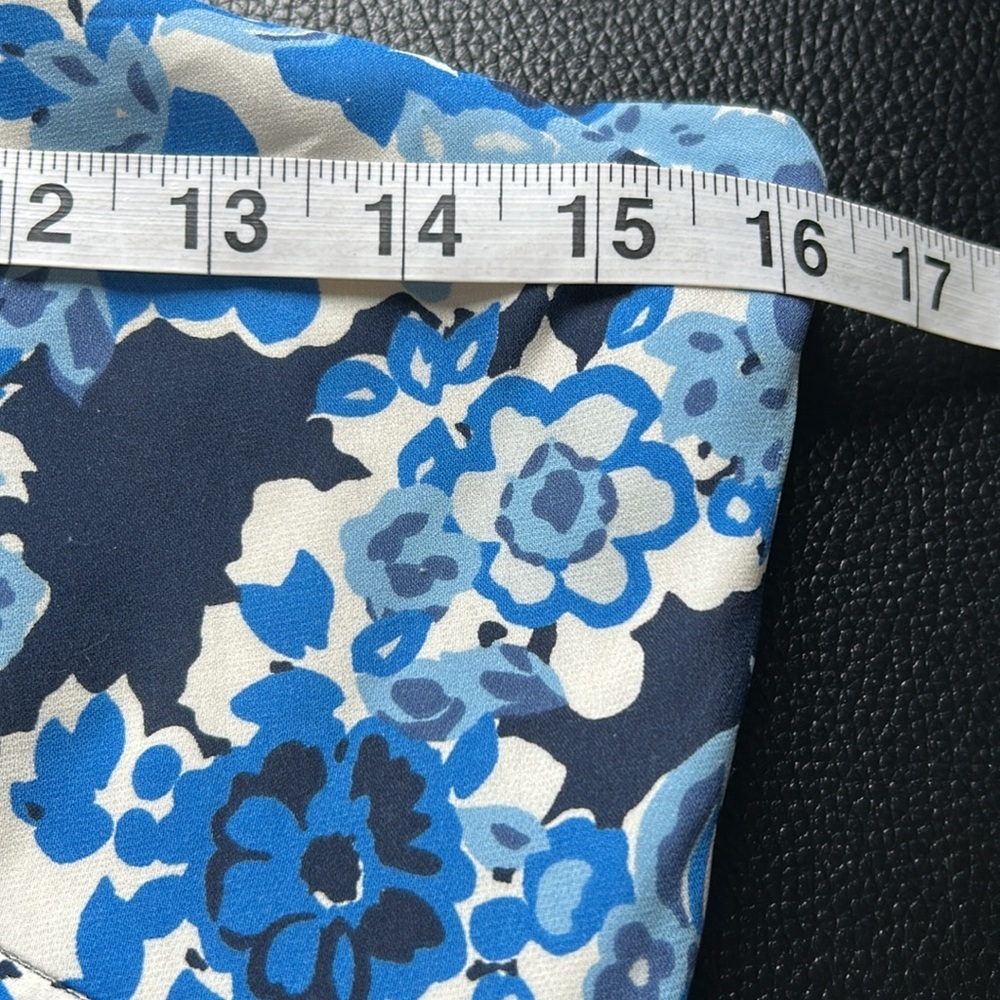 Tory Burch Silk Halter Neck Midi Dress Blue Floral Side Zip Pleated Sz 4 - Picture 13 of 16